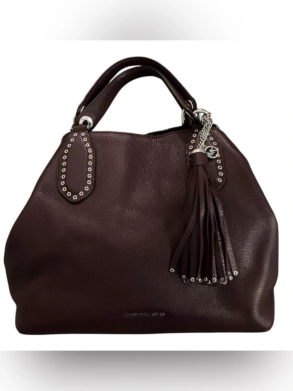 LIKE BRAND NEW!RARE HTF MICHAEL KORS BROOKLYN LARGE SATCHEL/TOTE BURUNDY/WINE